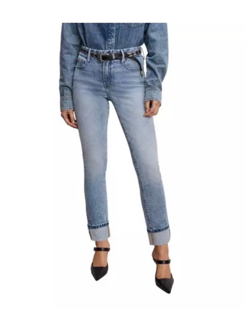 GOOD AMERICAN Good Classic Slim Fit Straight cuffed Jeans NWT size 00/24